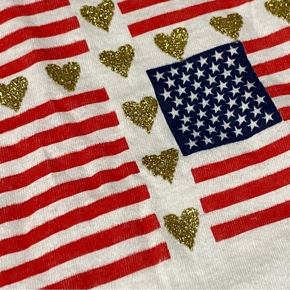 Vintage Hering American Flag Gold Glitter Hearts Single Stitch Tee - Picture 6 of 10